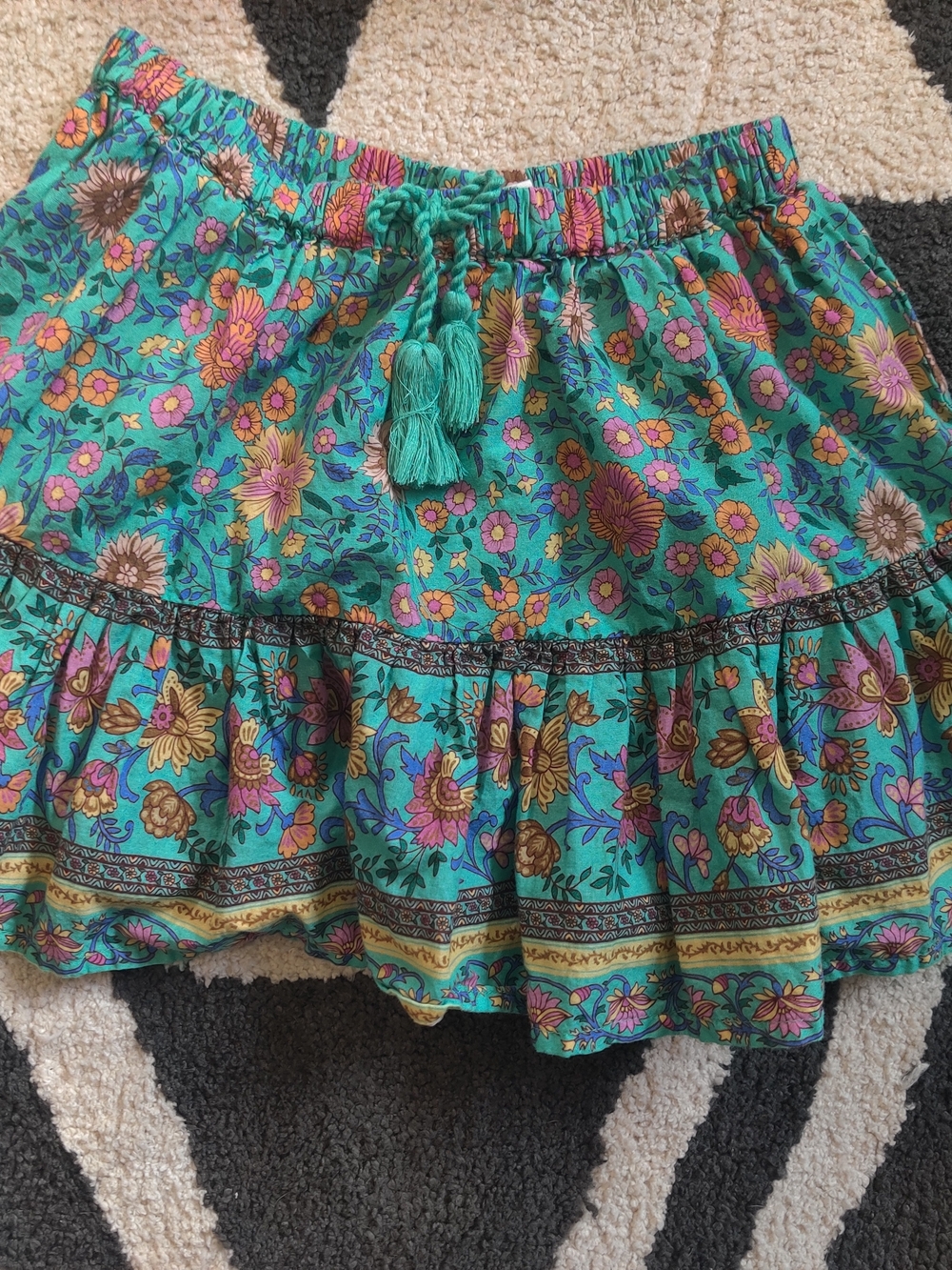 Spell Little Gypsies Turquoise Folk town Skirt 4Y